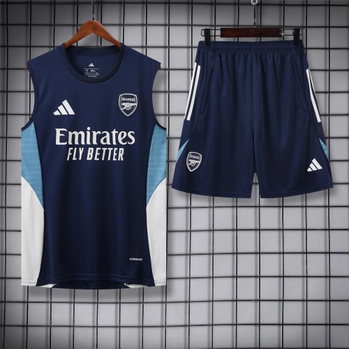 2025/2026 Arsenal Pre-Match Training Uniform Royal Blue Jersey + Shorts