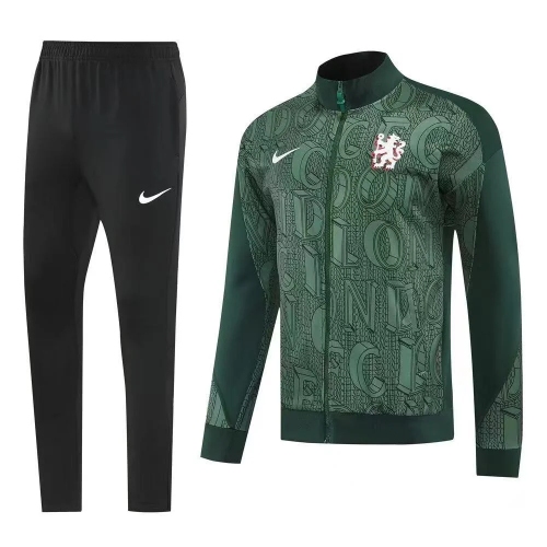 2025/2026 Chelsea Full Zip Training Suit Green Football Shirt Set