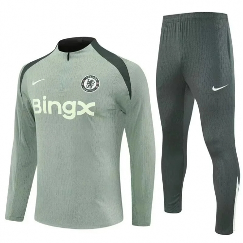 2025/2026 Chelsea Half-Pull Training Suit Light Green Football Shirt Set