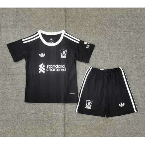 2025/2026 Liverpool Goalkeeper Black Soccer Jersey Kids Size