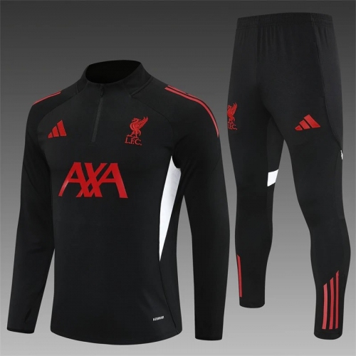 2025/2026 Liverpool Half-Pull Training Suit Black Jersey Set