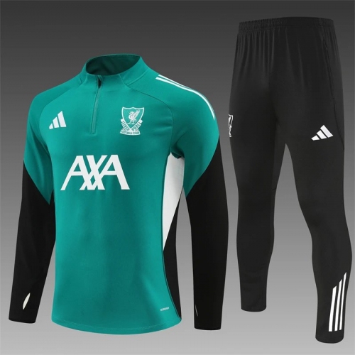 2025/2026 Liverpool Half-Pull Training Suit Green Jersey Set