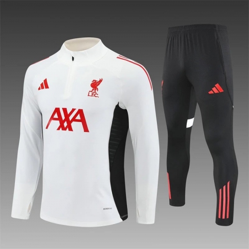 2025/2026 Liverpool Half-Pull Training Suit Off White Jersey Set
