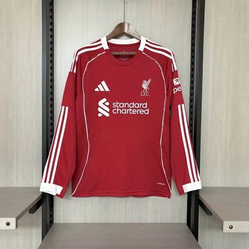 2025/2026 Liverpool Home Long Sleeve Soccer Jersey