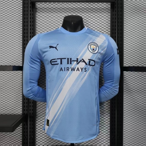 2025/2026 Long Sleeve Player Version Manchester City Home Football Shirt