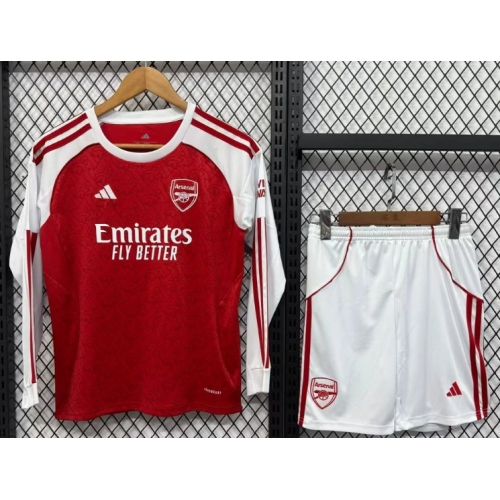 2025/2026 Long Sleeves Arsenal Home Football Shirt Kids Size