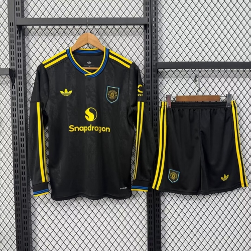 2025/2026 Long Sleeves Manchester United Third Away Football Shirt Kids Size