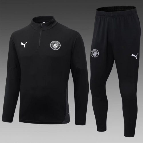 2025/2026 Manchester City Half-Pull Training Suit Black Football Shirt