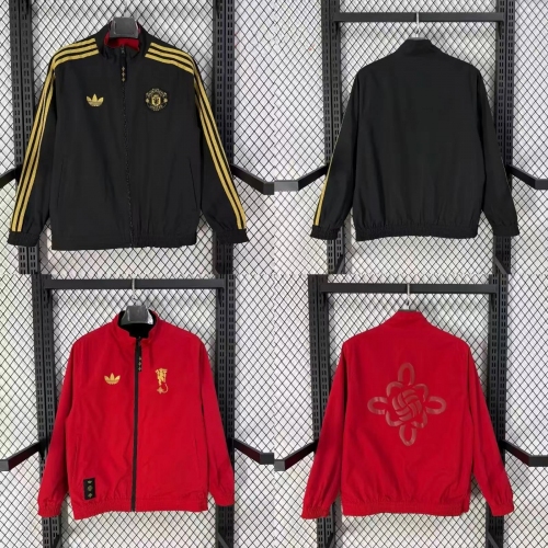 2025/2026 Manchester United Double-Sided Windbreaker Red Black Football Shirt