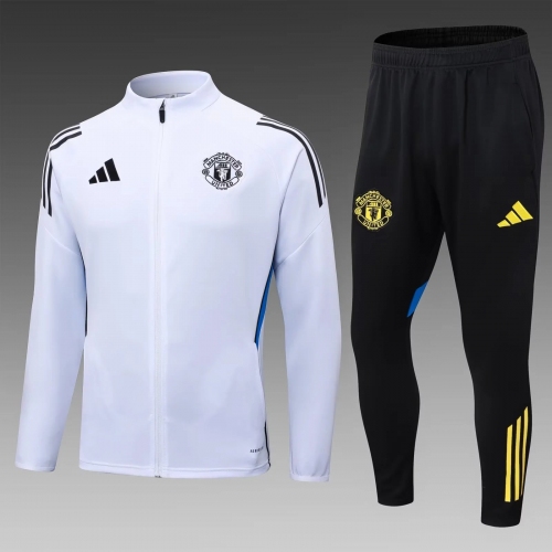 2025/2026 Manchester United Full Zip Training Suit White Football Shirt