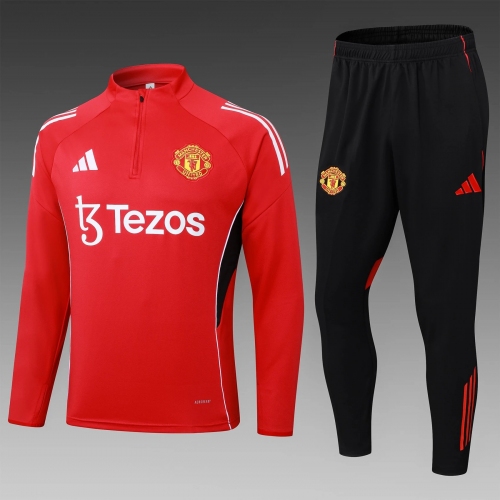2025/2026 Manchester United Half-Pull Training Suit Red Football Shirt