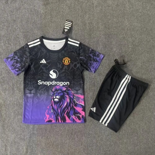 2025/2026 Manchester United Special Edition Black Purple Football Shirt Kids Size
