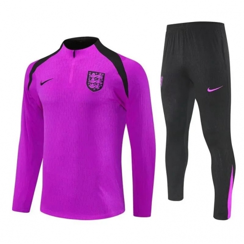 2026 England Half-Pull Training Suit Purple Football Shirt Set
