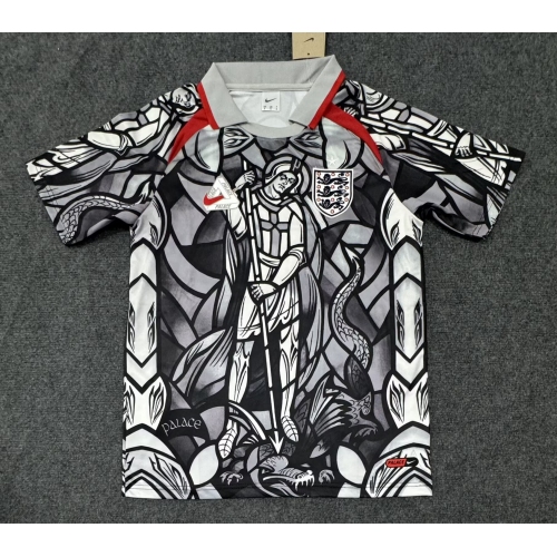 2026 England Pre-Match Collaboration Edition Grey POLO Collar Football Shirt