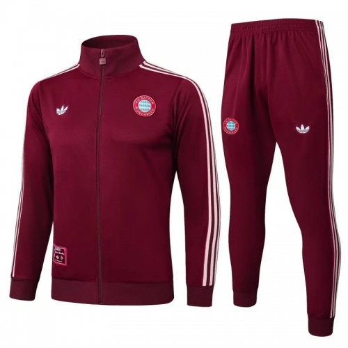 2025/2026 Bayern Munich Full Zip Training Suit Red Football Shirt