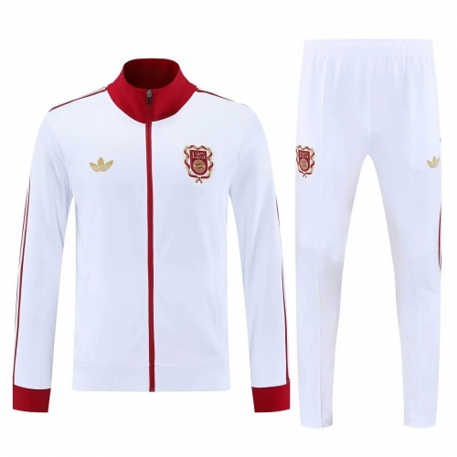 2025/2026 Bayern Munich Full Zip Training Suit White Football Shirt