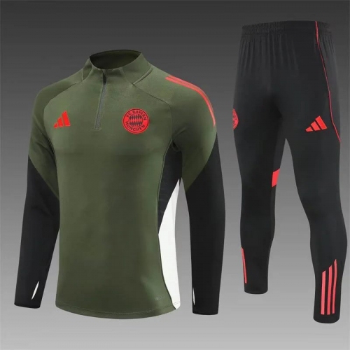 2025/2026 Bayern Munich Half-Pull Training Suit Army Green Football Shirt