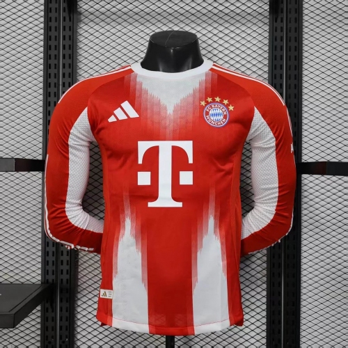 2025/2026 Long Sleeve Player Version Bayern Munich Home Football Shirt