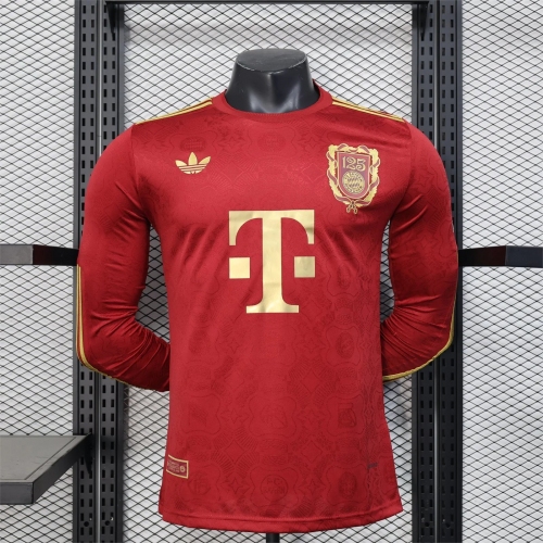 2025/2026 Player Version Bayern Munich 125th Anniversary Edition Red Long Sleeve Football Shirt