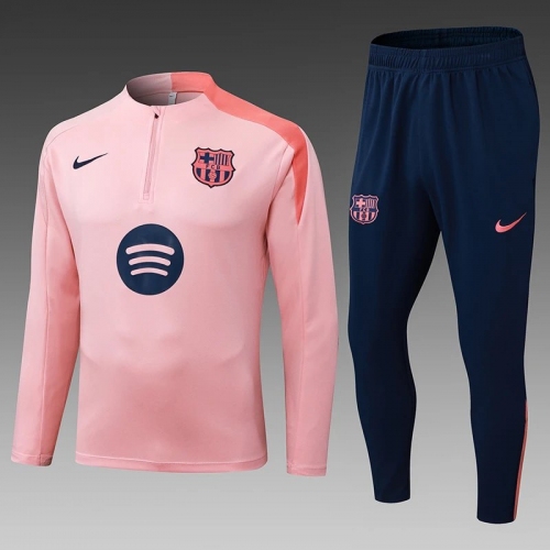 2025/2026 Barcelona Half-Pull Training Pink Jersey Set