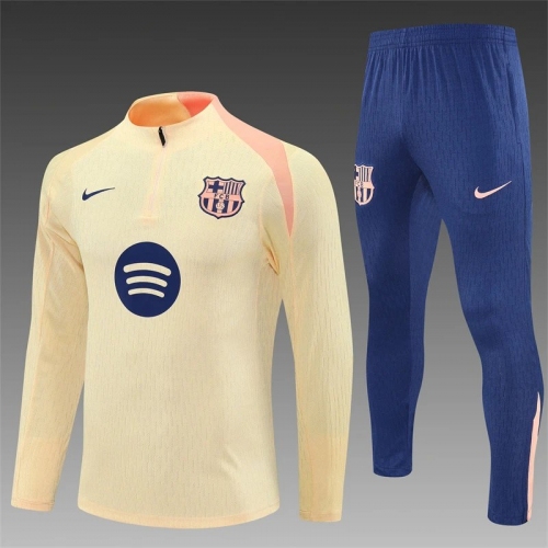 2025/2026 Barcelona Half-Pull Training Suit Beige Yellow Set
