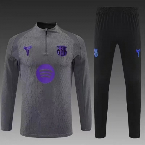 2025/2026 Barcelona Half-Pull Training Suit Grey Set
