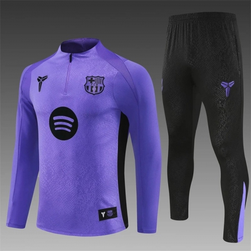 2025/2026 Barcelona Half-Pull Training Suit Purple Set