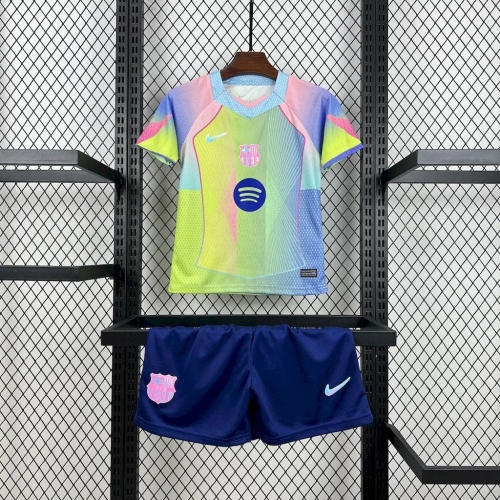 2025/2026 Barcelona Special Edition Green Football Shirt Kids Size