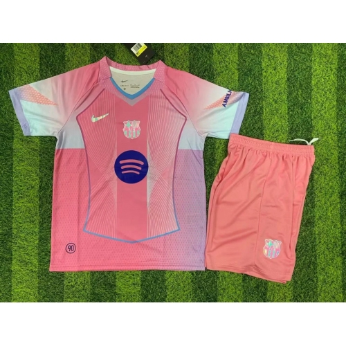 2025/2026 Barcelona Special Edition Pink Football Shirt Kids Size