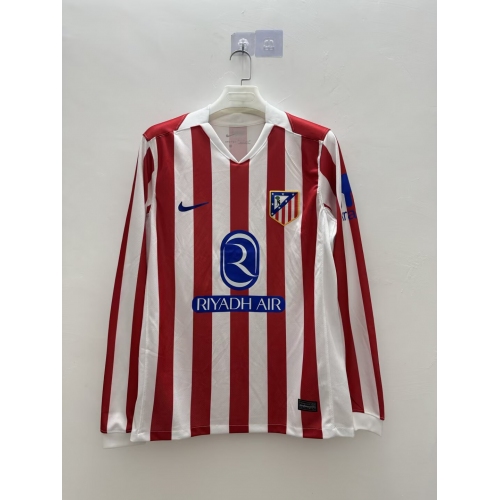 2025/2026 Long Sleeve Atletico Madrid Home Soccer Jersey