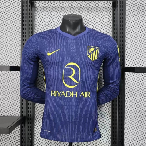 2025/2026 Long Sleeve Player Version Atletico Madrid Away Soccer Jersey