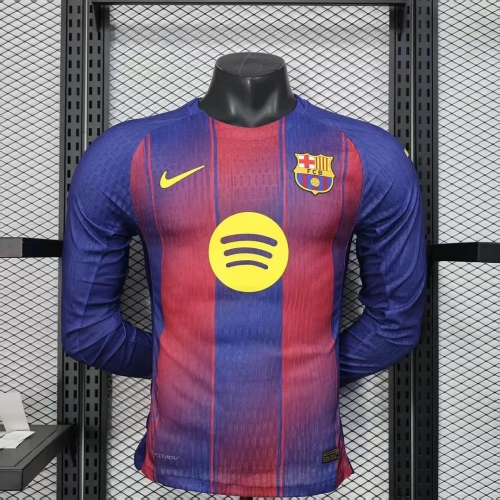 2025/2026 Long Sleeve Player Version Barcelona Home Football Shirt