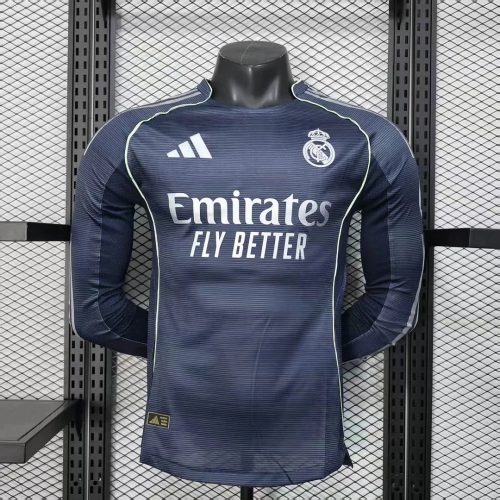 2025/2026 Long Sleeve Player Version Real Madrid Away Football Shirt