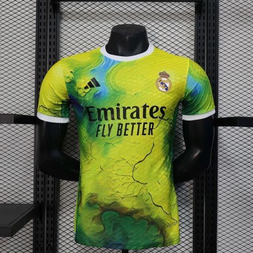 2025/2026 Player Version Real Madrid Special Edition Yellow Green Football Shirt