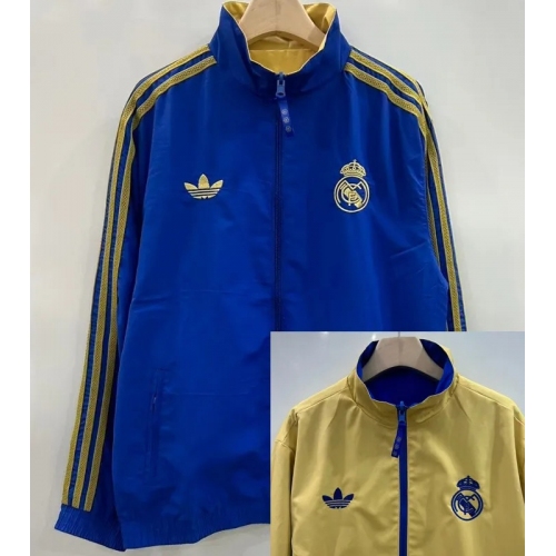 2025/2026 Real Madrid Double-Sided Windbreaker Blue Yellow Football Shirt