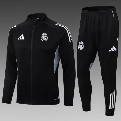 2025/2026 Real Madrid Full Zip Training Suit Black Football Shirt