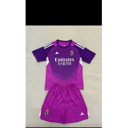 2025/2026 Real Madrid Goalkeeper Purple Red Football Shirt1:1 Kids Size