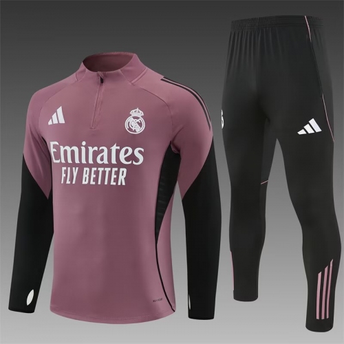 2025/2026 Real Madrid Half-Pull Training Purple Football Shirt