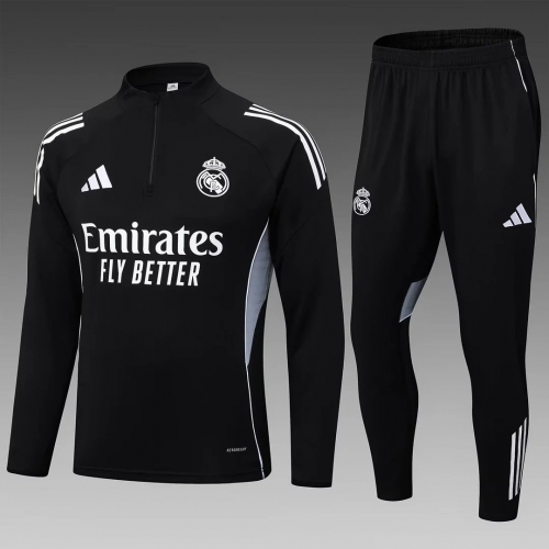2025/2026 Real Madrid Half-Pull Training Suit Black Football Shirt