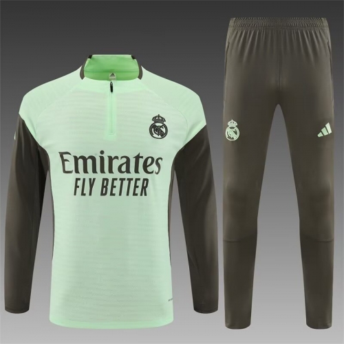 2025/2026 Real Madrid Half-Pull Training Suit Light Green Football Shirt