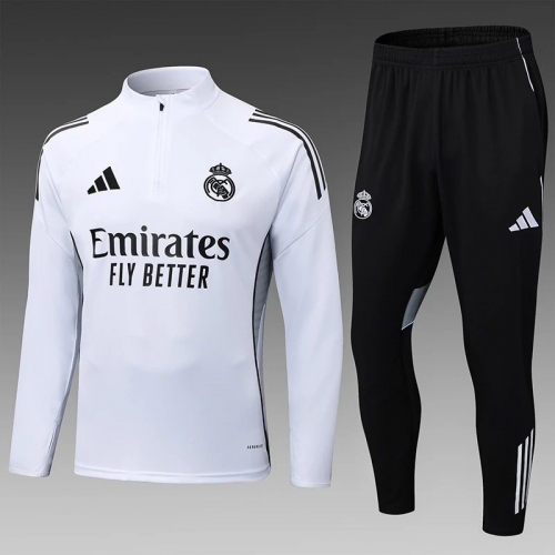 2025/2026 Real Madrid Half-Pull Training Suit White Football Shirt