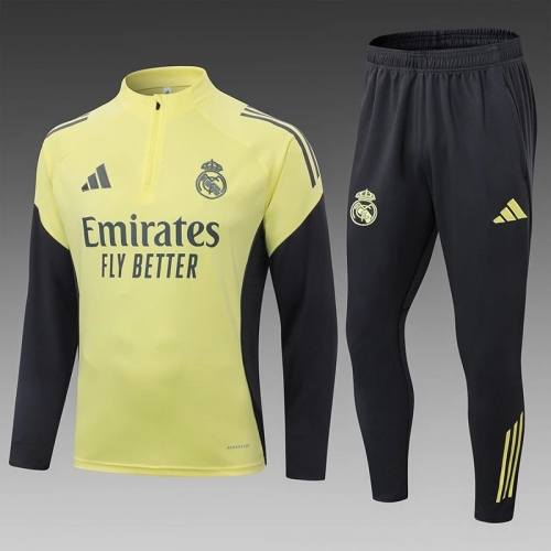 2025/2026 Real Madrid Half-Pull Training Yellow Football Shirt