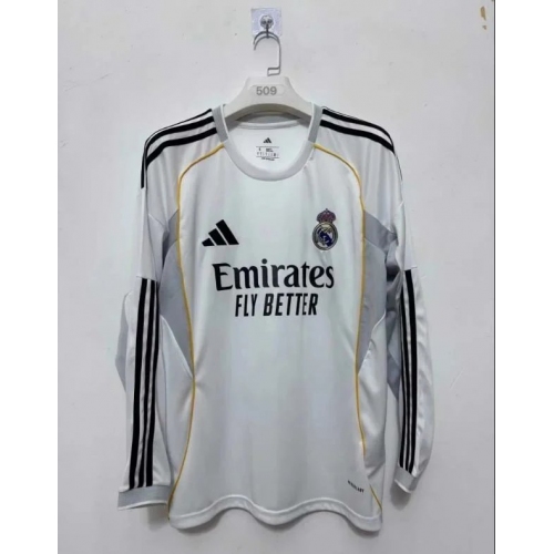 2025/2026 Real Madrid Home Long Sleeve Football Shirt