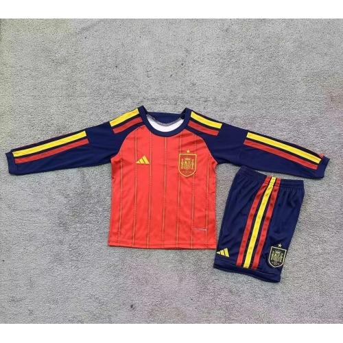 2026 Long Sleeves Spain National Team Home Football Shirt Kids Size