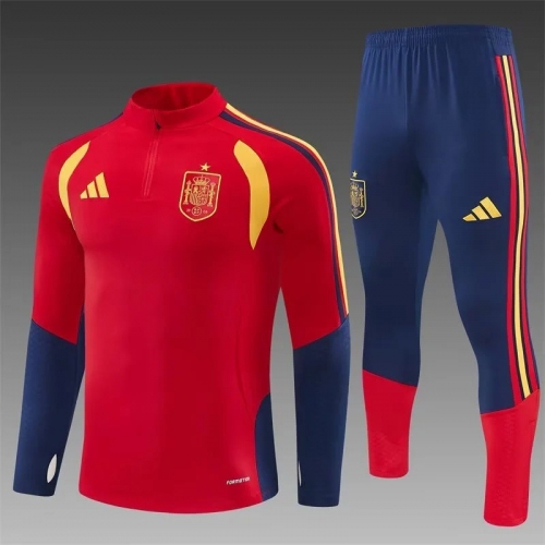 2026 Spain National Team Half-Pull Training Suit Red Football Shirt Set