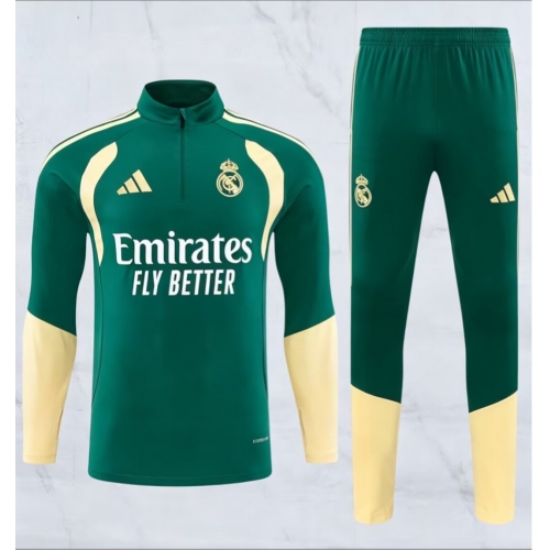 2026/2027 Real Madrid Half-Pull Training Suit Green Football Shirt