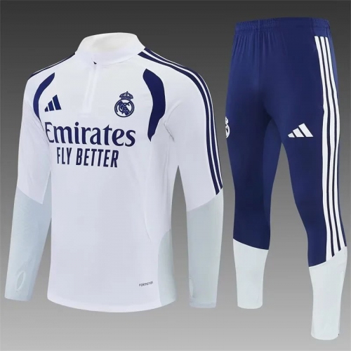 2026/2027 Real Madrid Half-Pull Training Suit White Football Shirt