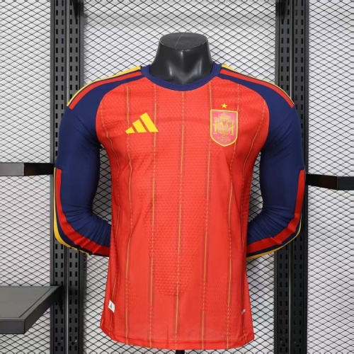 Argentina Spain Home Long Sleeves Jersey Player Version World Cup 2026