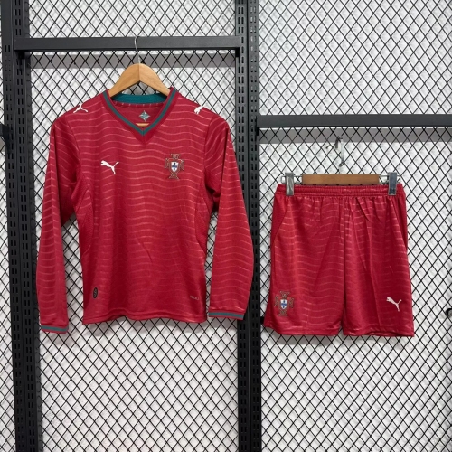 2026 Long Sleeves Portugal Home Football Shirt Kids Size