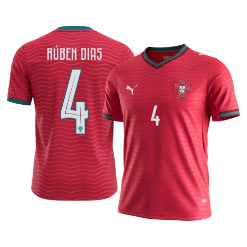 R&Uacute;BEN DIAS #4 Portugal Home Soccer Jersey World Cup 2026